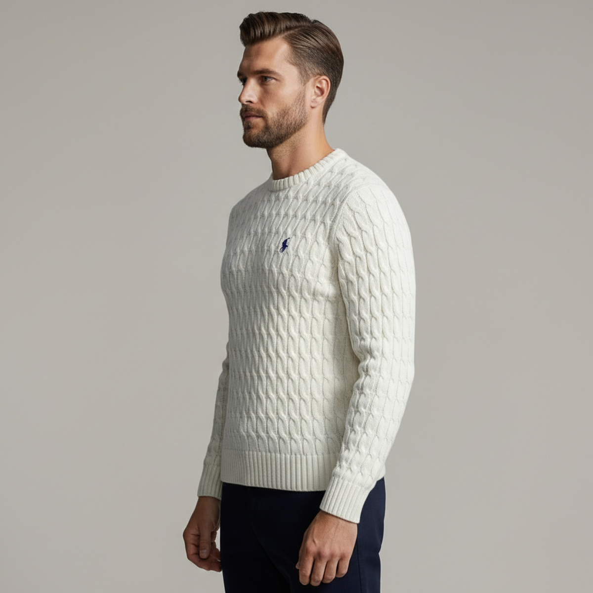 CABLE-KNIT COTTON SWEATER